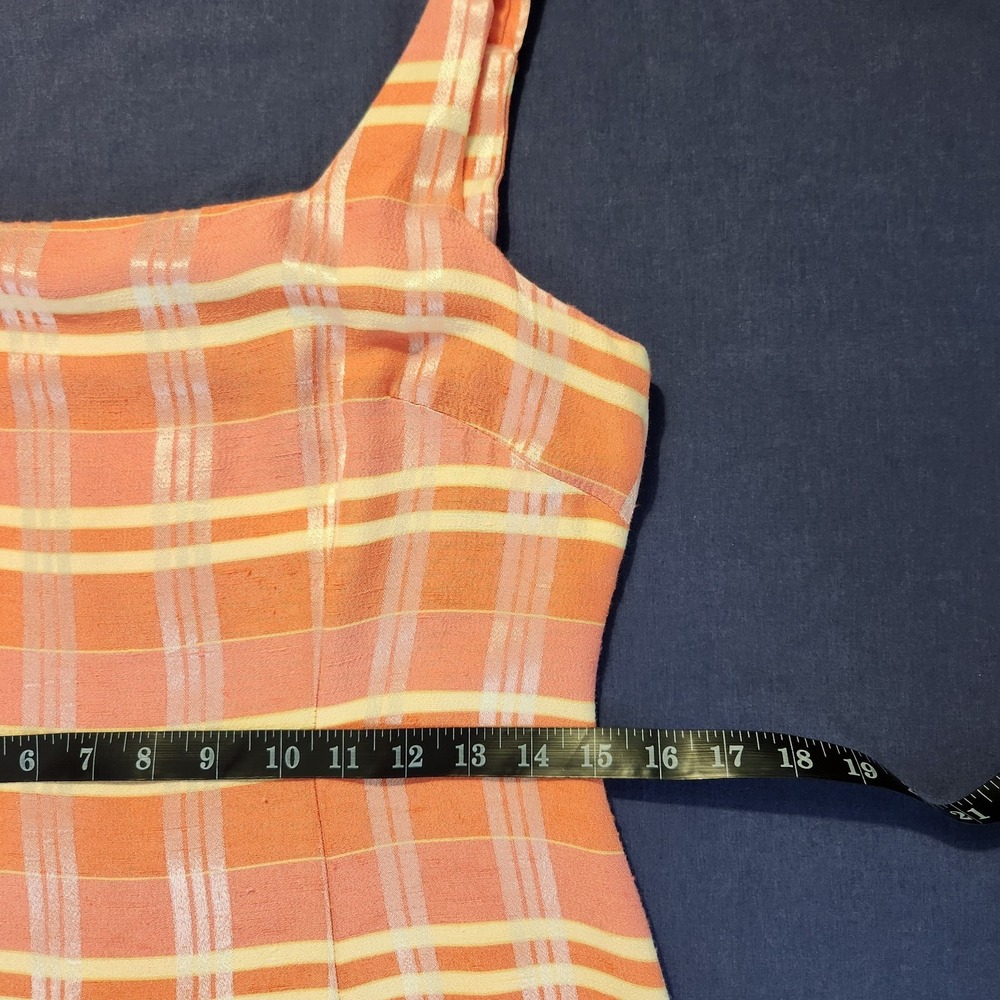 VTG 90s A Fortiori Coral Plaid Sleeveless Mini Sheath Dress S/M* - Picture 7 of 9